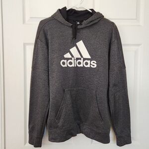 Adidas Climawarm Men's Gray Hoodie with White Logo, Medium